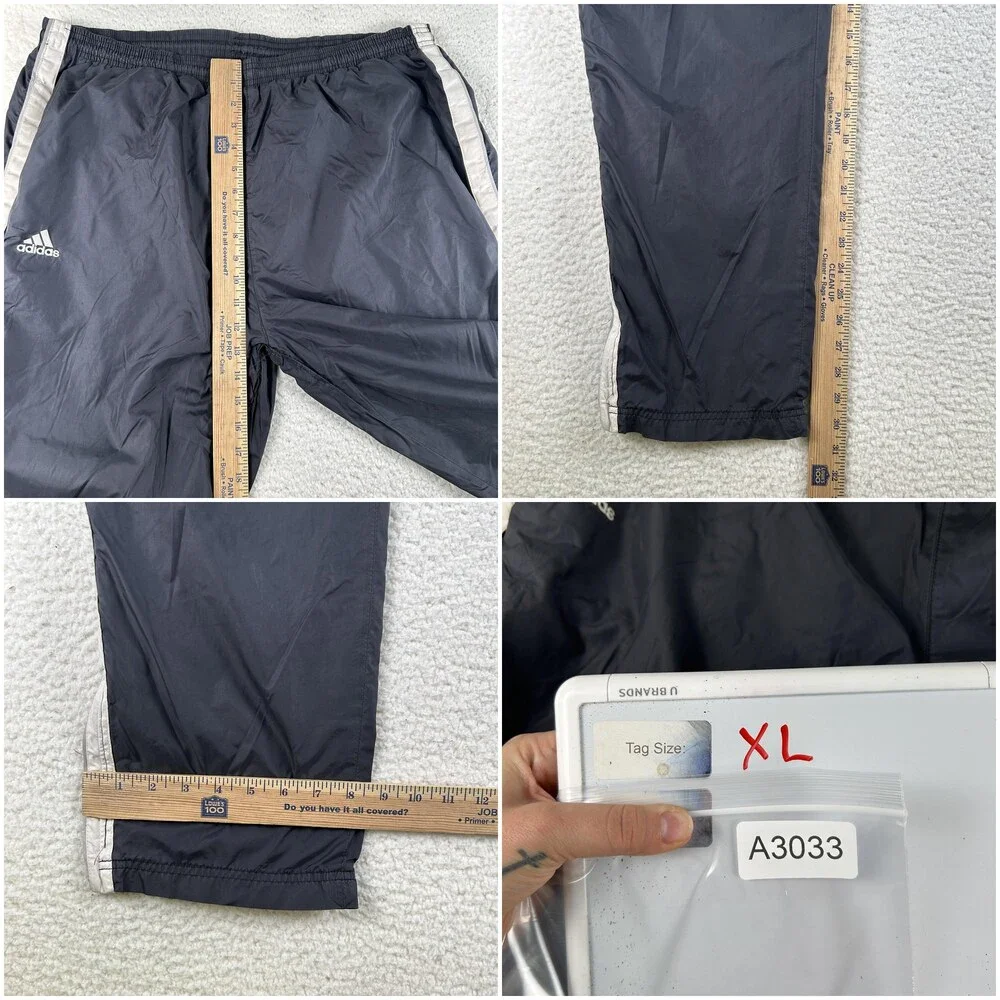 Vintage Adidas Pants Mens XL Side Stripe Mesh Lined Zip Ankle Warm Up Y2K 90s
